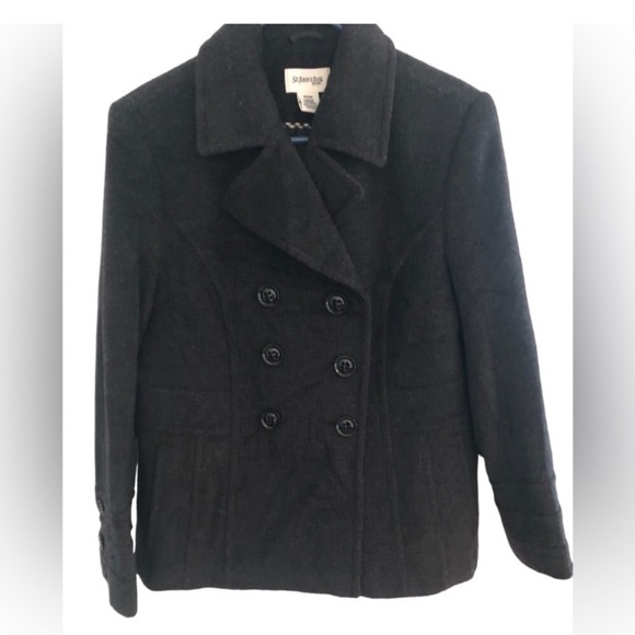 Wool Cashmere blend Tailored double breasted pea coat Size Large P - Picture 16 of 16